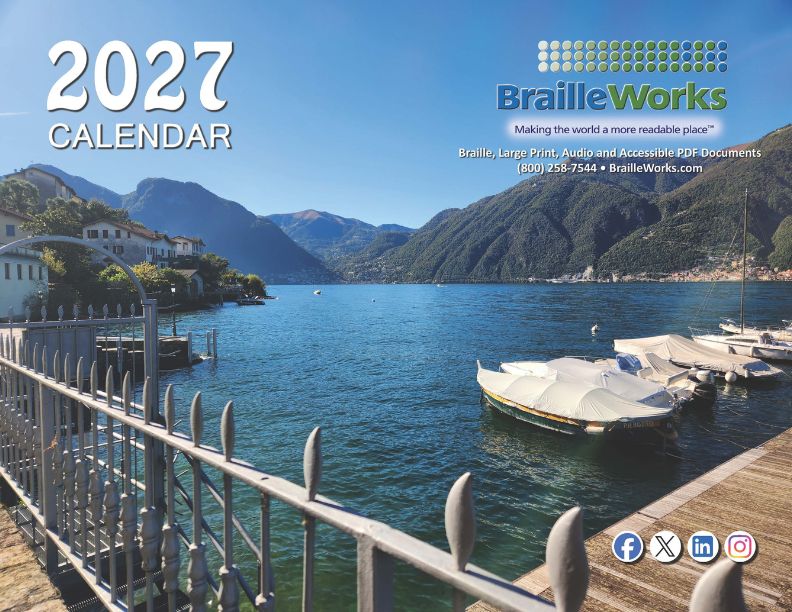 2027 Front Cover featuring a view of a lake with boats and surrounded by mountains