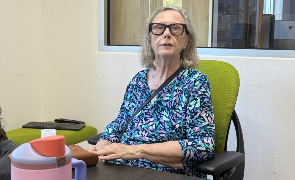 Shirley testing her Meta glasses